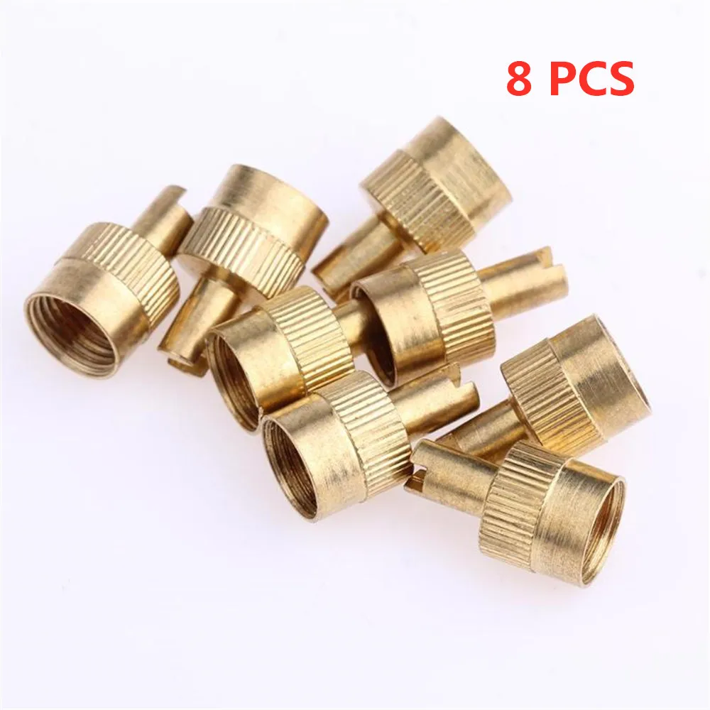 

8Pcs/Lot Copper Slotted Head Car Motorcycle Tire Valve Stem Caps With Valve Core Remover Tool Metal Tyre Wheel Parts Accessories