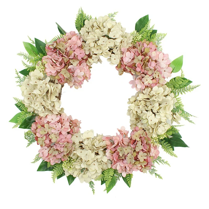 

Spring Hydrangea Wreath Handmade Wreath for Front Door Wall Window Wedding Party Garden Office Farmhouse Home Decor