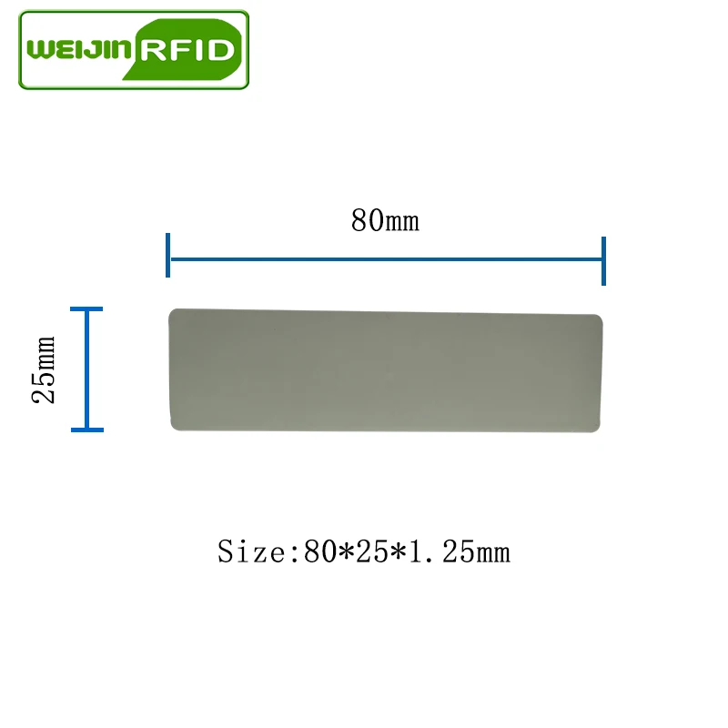 UHF RFID Анти-металлическая бирка 80*25*1 25 мм 915 МГц 868 Impinj NXP ISO18000-6C EPCC1G2 6C печатная