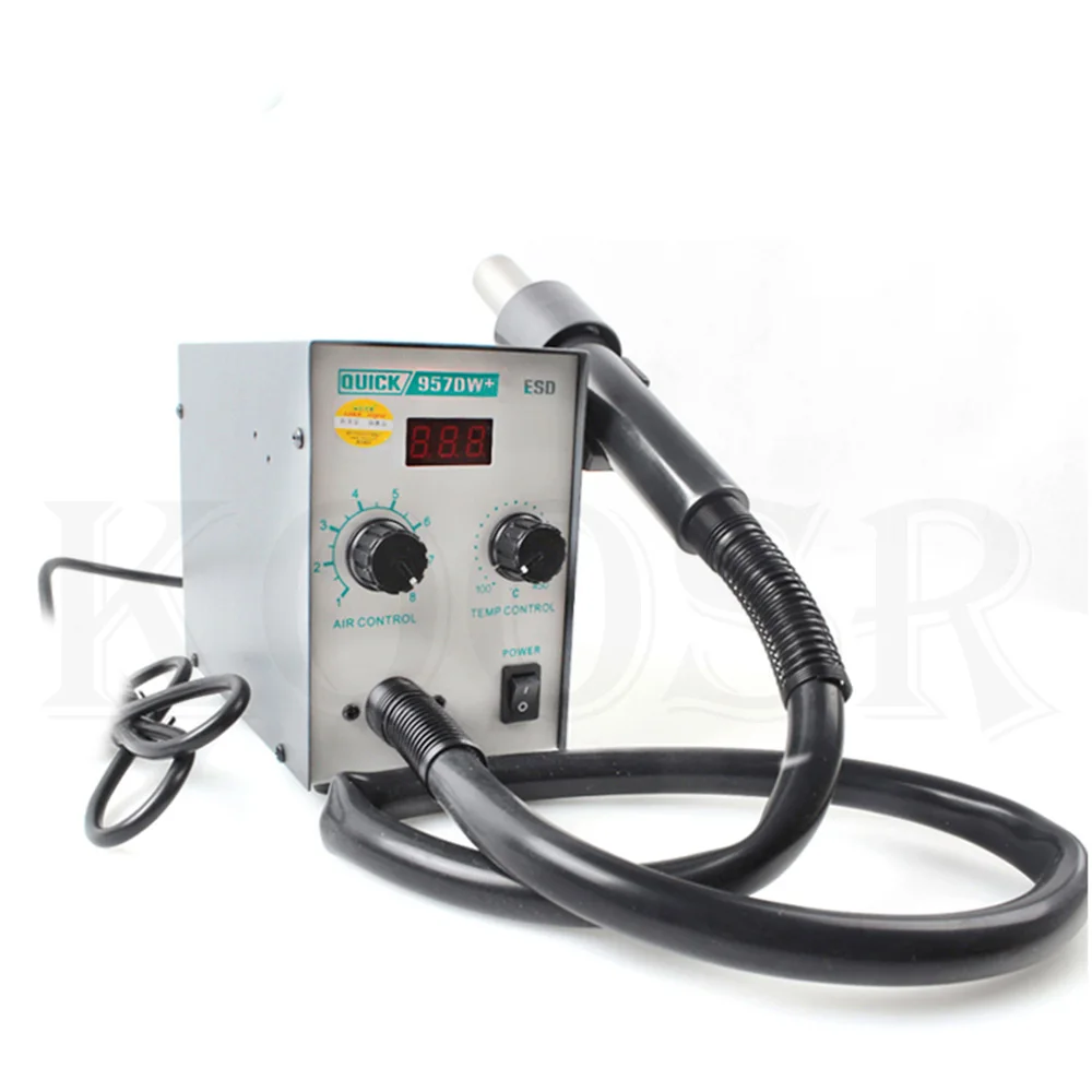 Новейшая модель; 220V быстрая 957DW+ светодиодный Дисплей Регулируемая горячий воздух Тепловая пушка с винтовой Ветер 400 Вт SMD паяльная станция с 3 воздушные сопла
