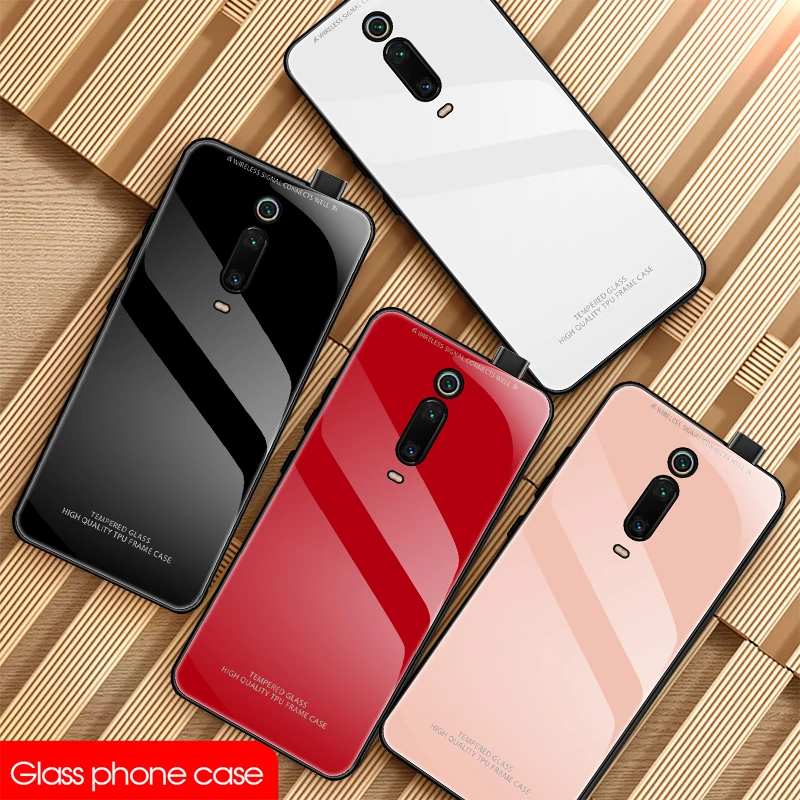 Черный белый чехол из закаленного стекла для Xiaomi Mi 9T Pro 9 SE однотонный стеклянный