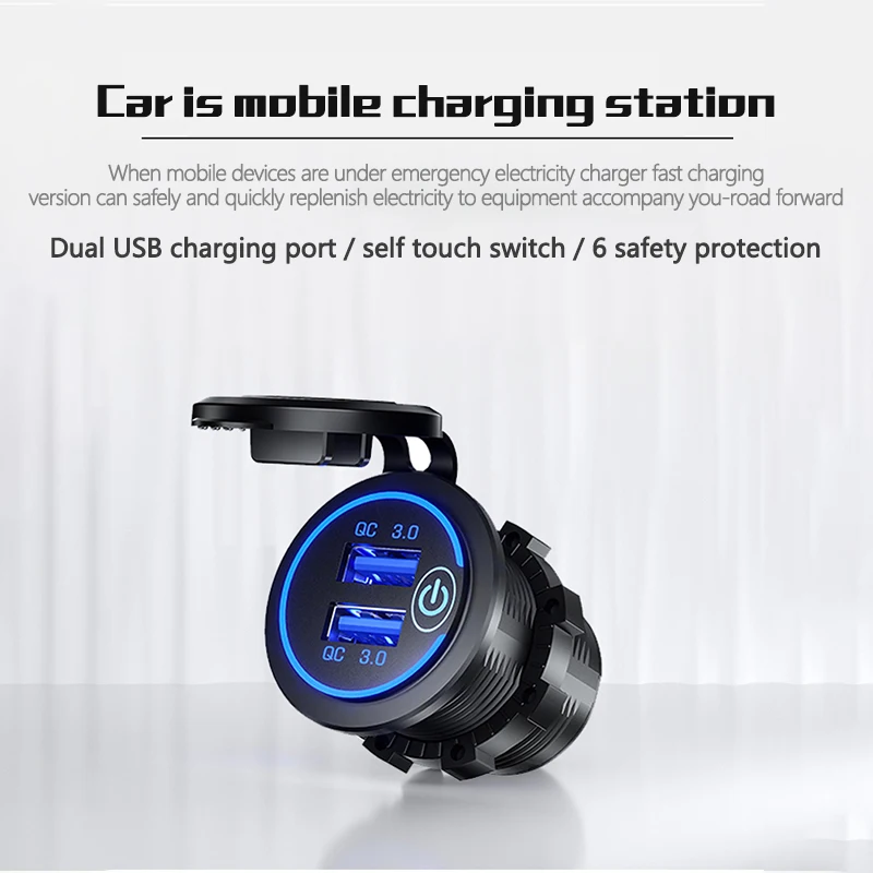 Автомобильное зарядное устройство QC3.0 с двумя USB портами и вольтметром|Зарядные