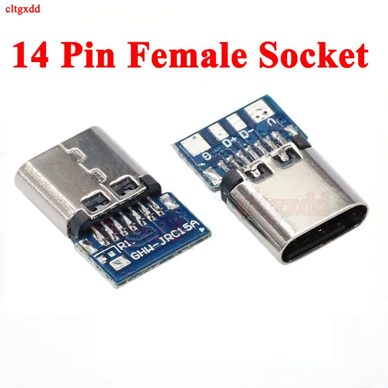 1 шт. разъем Micro USB 3 Type C 14 P контактов гнездо розетка сквозные отверстия PCB 180
