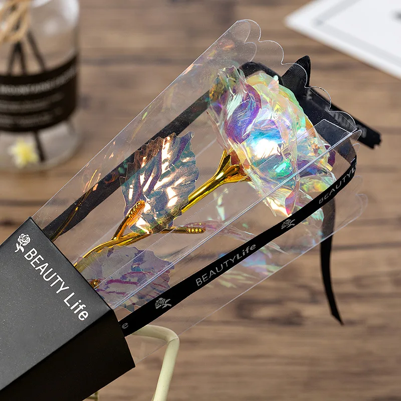 Романтические цветы на День святого Валентина 24 к Золотая фольга роза цветок