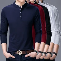 new fashion brand clothing polo shirt mens long sleeve slim fit boys mandarin colla polos casual mens clothing