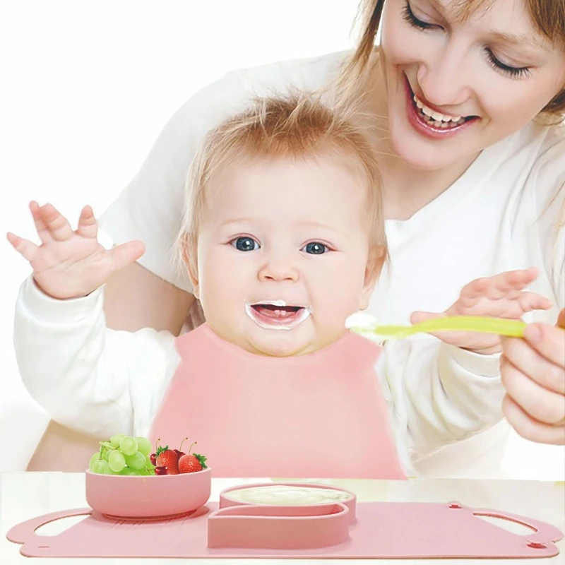 

Baby Silicone Placemat Suction Cup Dinner Plate Baby Food Supplement Bowl Infant Small Partitions Anti-drop Tableware Children's