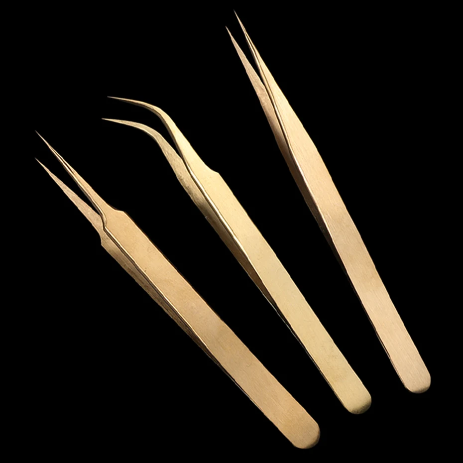 1ps Stainless Steel Tweezers Gold Multi Function Makeup Tools Accessories Extention False Eye Lash Blackhead Remover LA774-1 | Красота и