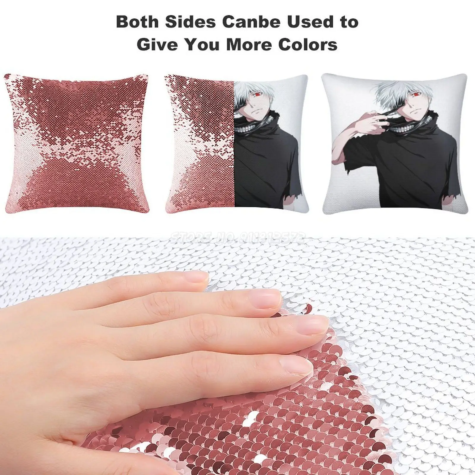 Наволочка Kaneki с блестками Токийский Гуль волшебный чехол для подушек 40x40 см Аниме