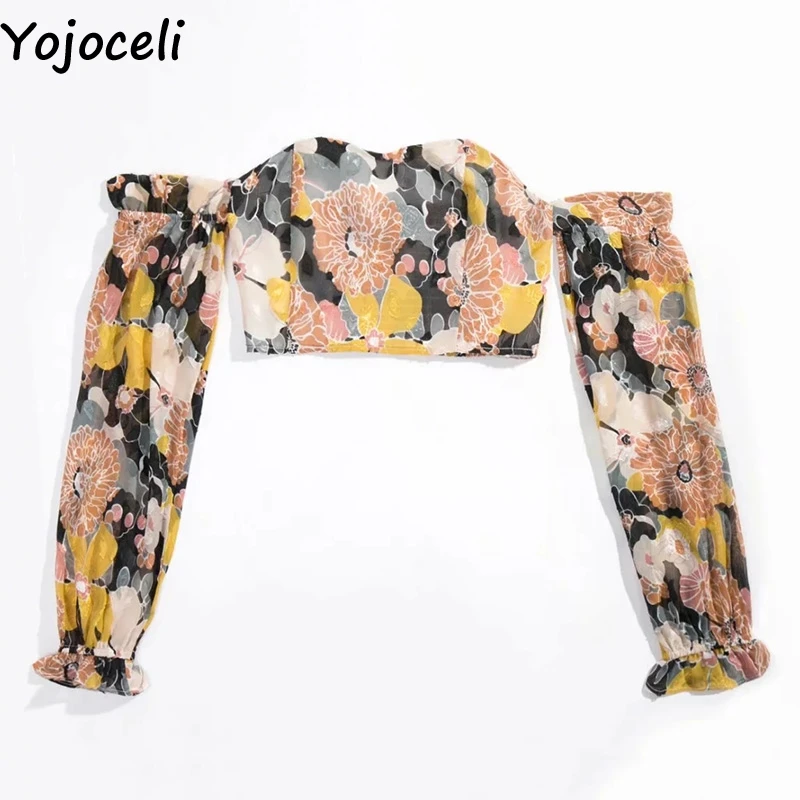 Женская укороченная блузка Yojoceli повседневная пикантная с открытыми плечами и