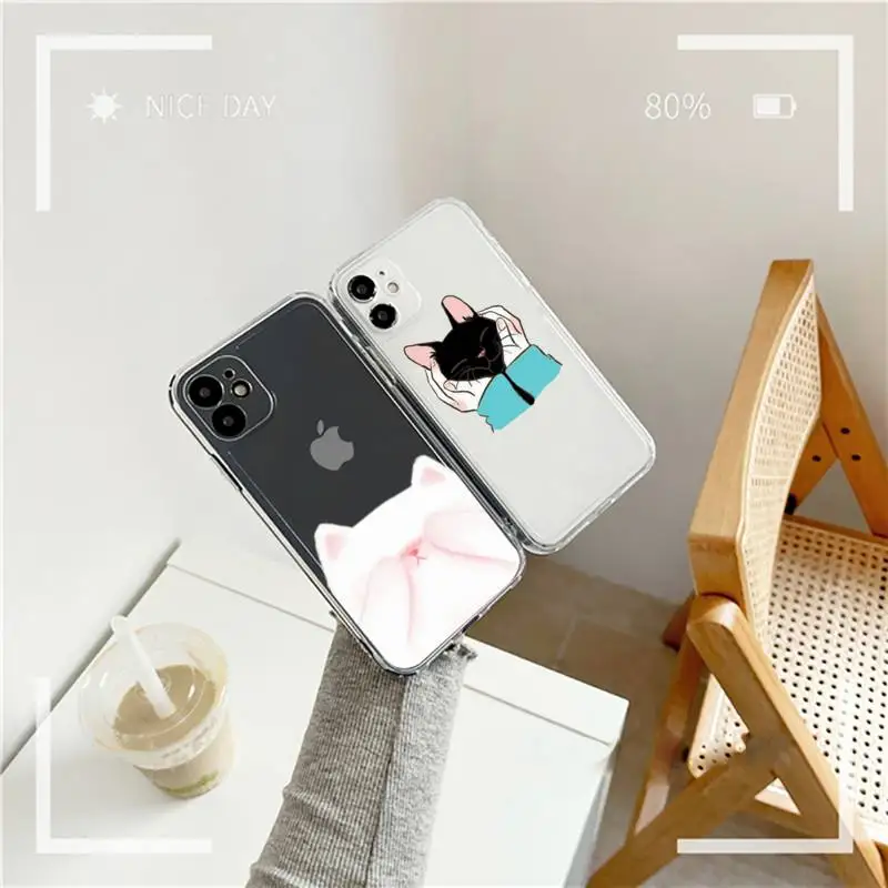 

Cute kitten Phone Case For iphone 12 11 mini x xs xr pro max 8 7 6s 6 5 5s 5c se plus Transparent soft