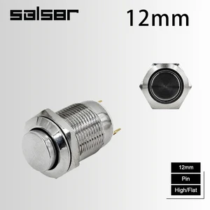 12mm Metal Push Button Switch Latching/Reset Lock/Momentary Power Supply 2/3 Pins High/Flat Car Horn Modification