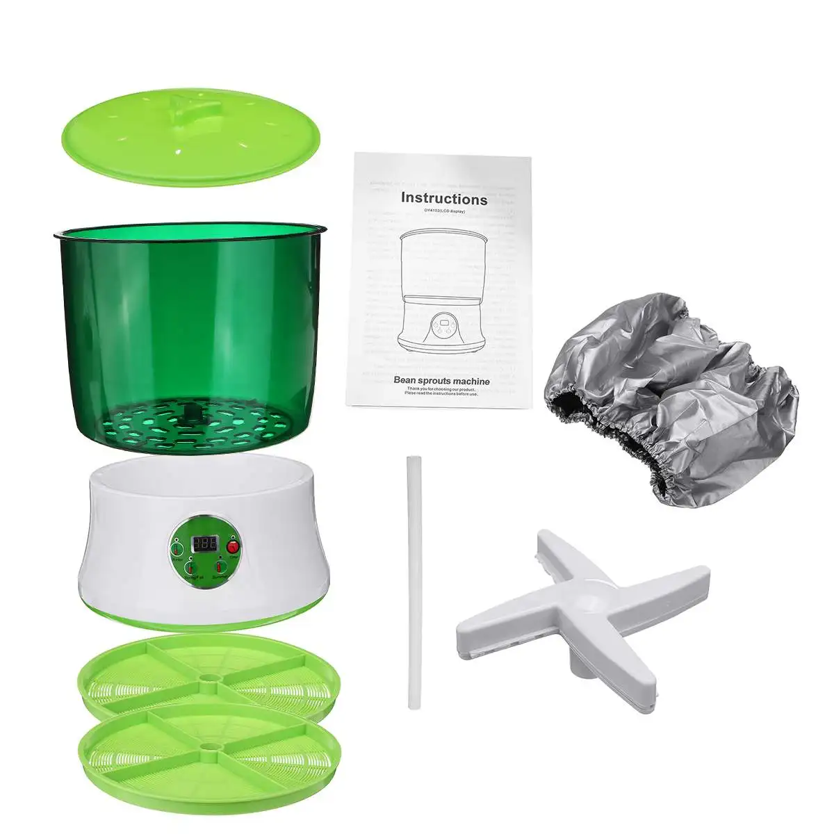 

Automatic Bean Sprout Machine Two Layers US Plug Multifunctional Homemade Sprout Bud Machine Intelligent Microcomputer Control