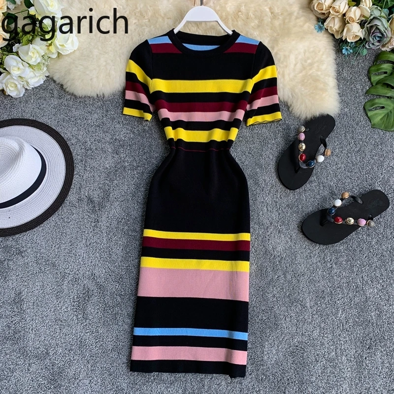 Gagarich повседневное облегающее платье миди для женщин 2020 Модные полосатые