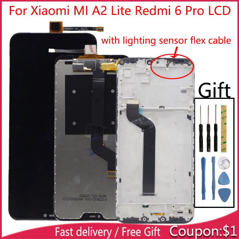ЖК дисплей хорошего качества для Xiaomi MI A2 Lite Redmi 6 Pro с сенсорным экраном в