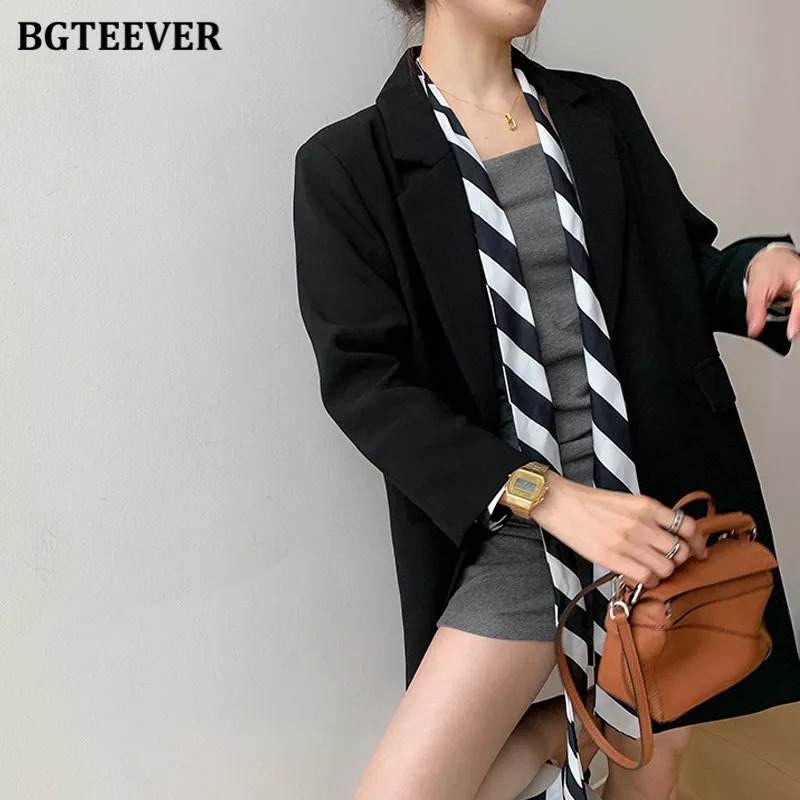 

BGTEEVER Spring Single Button Women Blazer Fashion Patchwork Fake 2 Pieces Female Suit Jackets Workwear Office Ladies Coats 2021