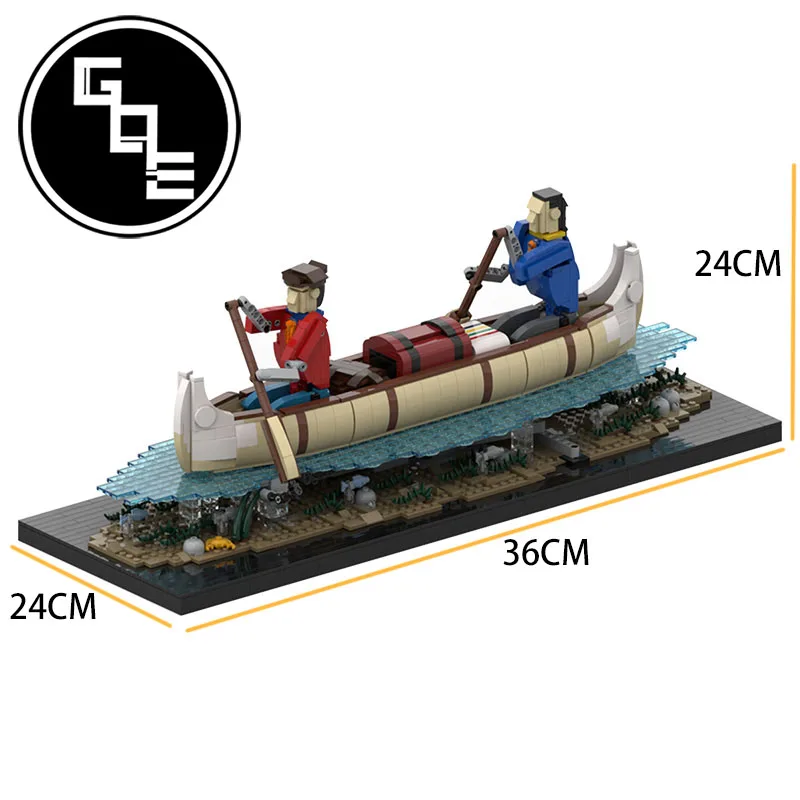 

Diy Creative Ideal Voyageurs Automaton canoe MOC-39640 Dugout Model Educational Building Blocks Bricks Toys For Kids Xmas Gifts