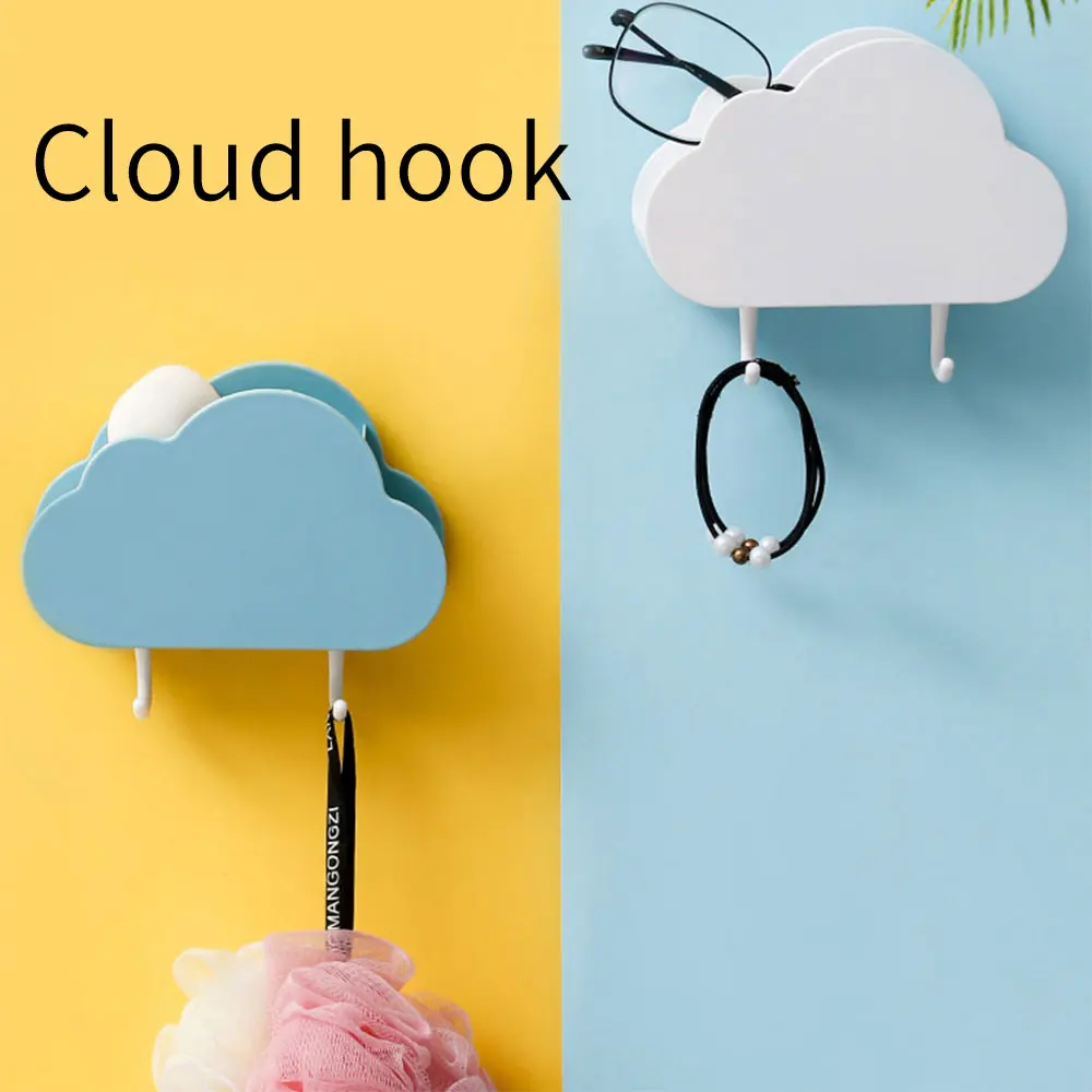 

Punch-free hook bathroom kitchen strong viscose creative cloud wall hanging hook kitchen wall storage drain rack