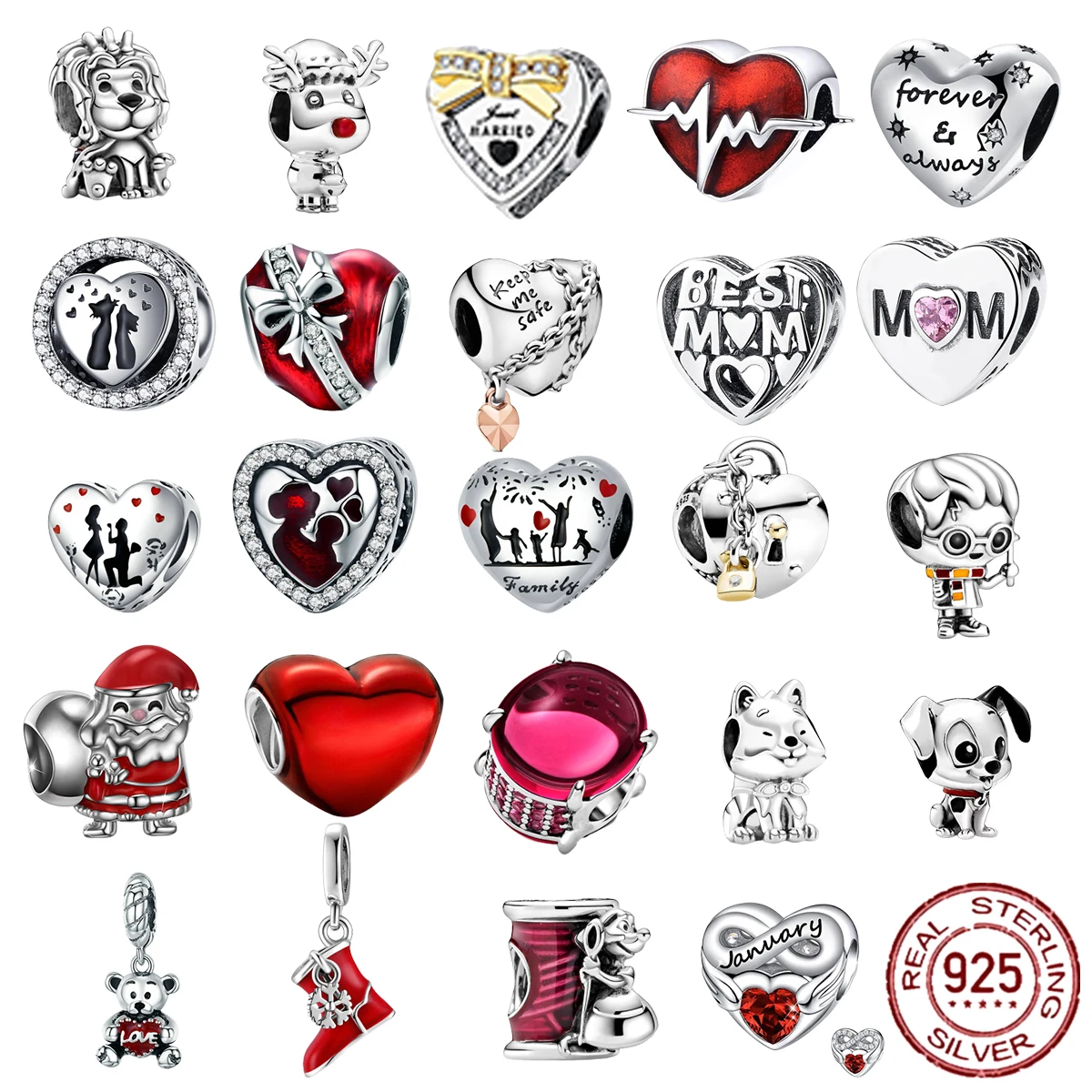 Бусина-Шарм Рождественская елка из серебра 925 пробы с блестками - купить по