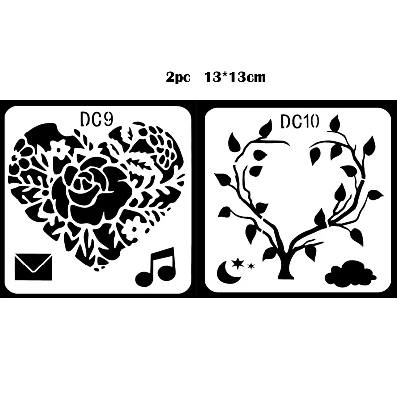 

2pc Love Heart Openwork Painting Template Embossing Craft Stencil Accessories Sjablonen For Scrapbooking Reusable