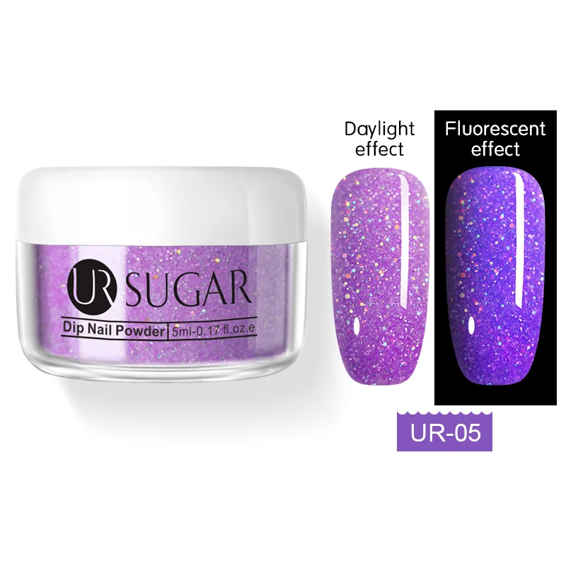 glitter5 Ur Sugar погружение флуоресцентная пудра Пыль неоновый дизайн для ногтей украшения без лампы вылеченные маникюрные ногти блеск Dip Kit 5 мл - Цвет: glitter5