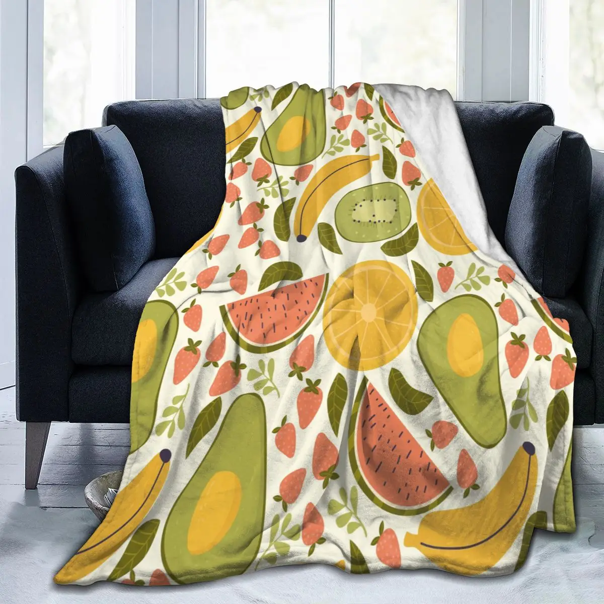 

Soft Warm Fleece Blanket Colorful Fruits Avocado Winter Sofa Plaid Throw 3 Size Light Thin Mechanical Wash Flannel Blankets