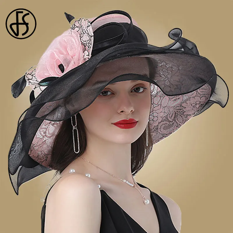 FS белый фетровая шляпа с широкими полями женская летняя Солнцезащитная Шапки