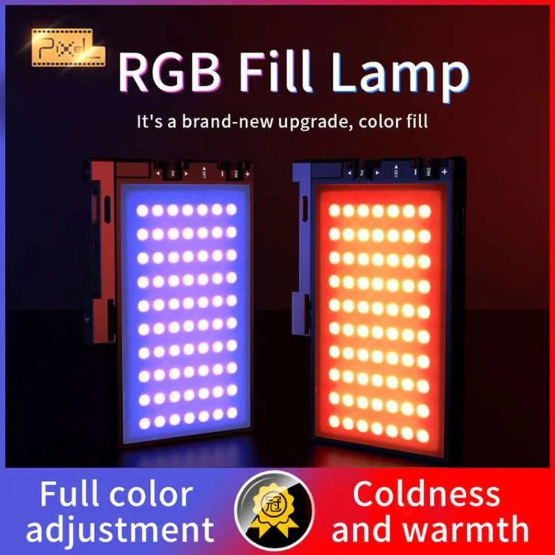 Luz de Preenchimento Pixel Fotografia Lâmpadas Ultra Fino Rgb Cor Cheia Recarregável Bolso Vídeo Luz Youtube Tik Tok Iluminação Led