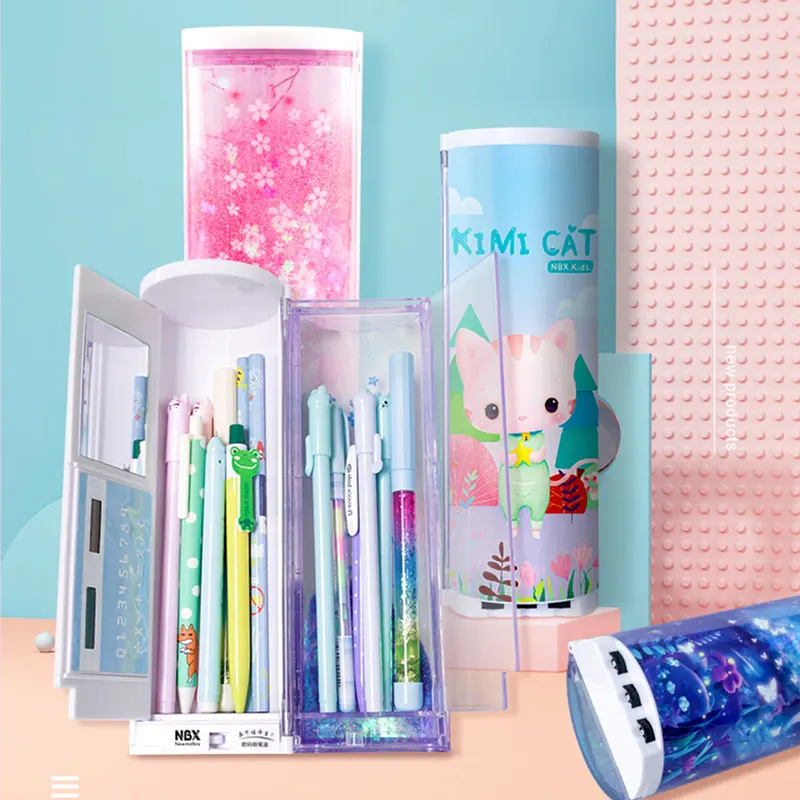 

NBX Password Pencil Case 3-Digit Combination Key Resettable Push-Button Lock Code Multifunctional Pen Holder School Stationery