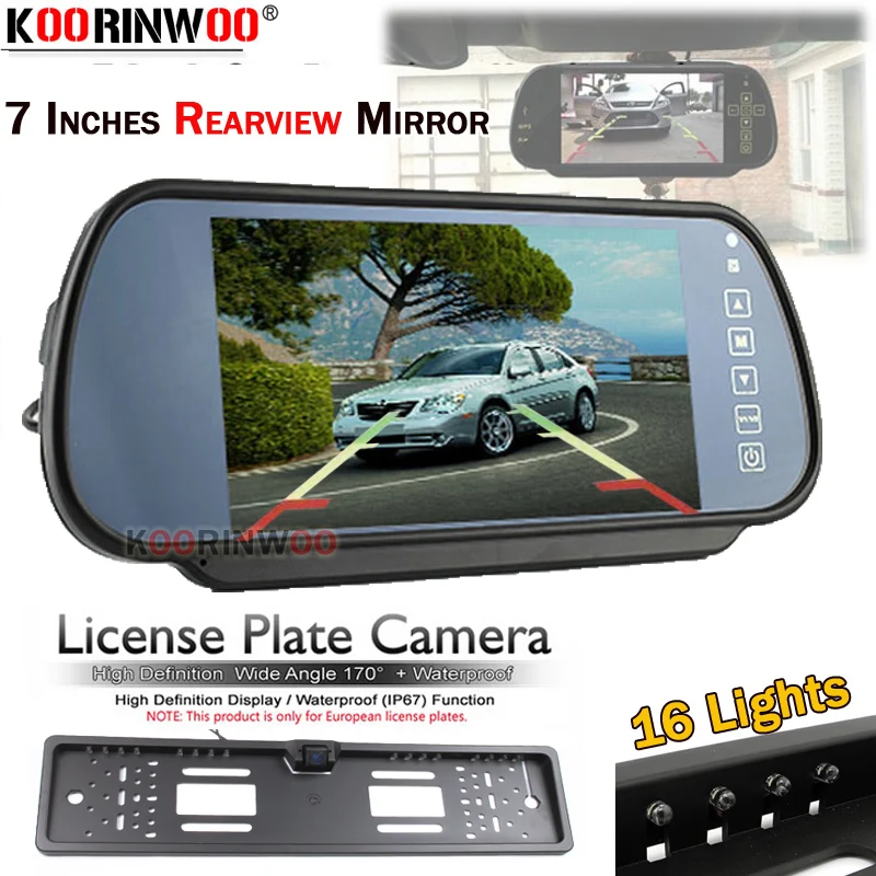 Система Koorinwoo Автомобильная Беспроводная с ЖК дисплеем 7 дюймов и камерой заднего