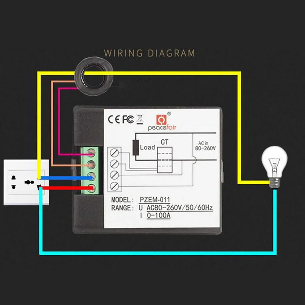 

0-100A Power Monitor 1pc AC Current Digital Electric Energy LCD Multifunction