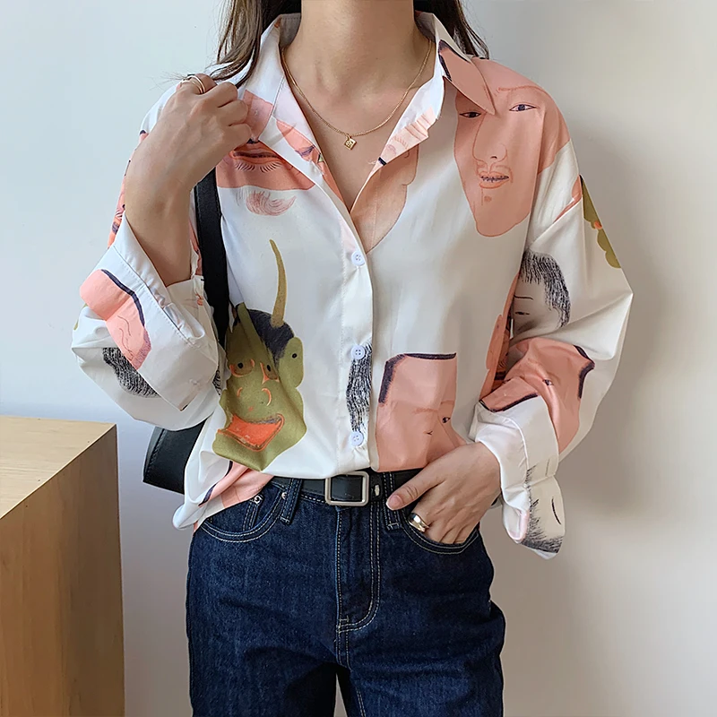 Женская винтажная блузка Ay2596 на пуговицах для весны лета осени 2020 | одежда