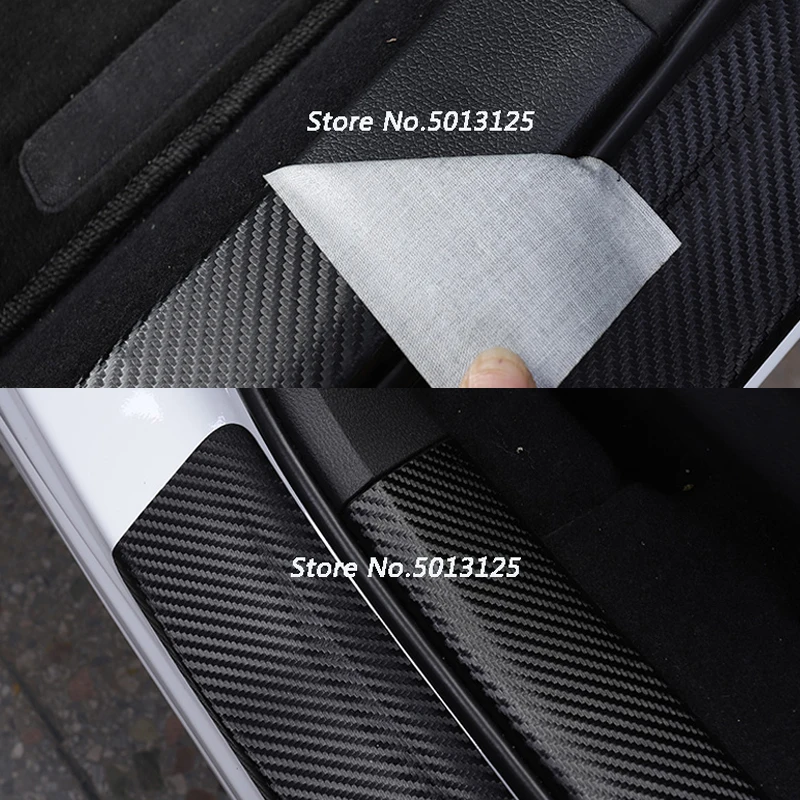 Car Door Sill Carbon Fiber PU Leather Sticker Scuff Plate Guards Welcome Pedal For Honda Civic 10th 2016 2017 2018 2019 2020