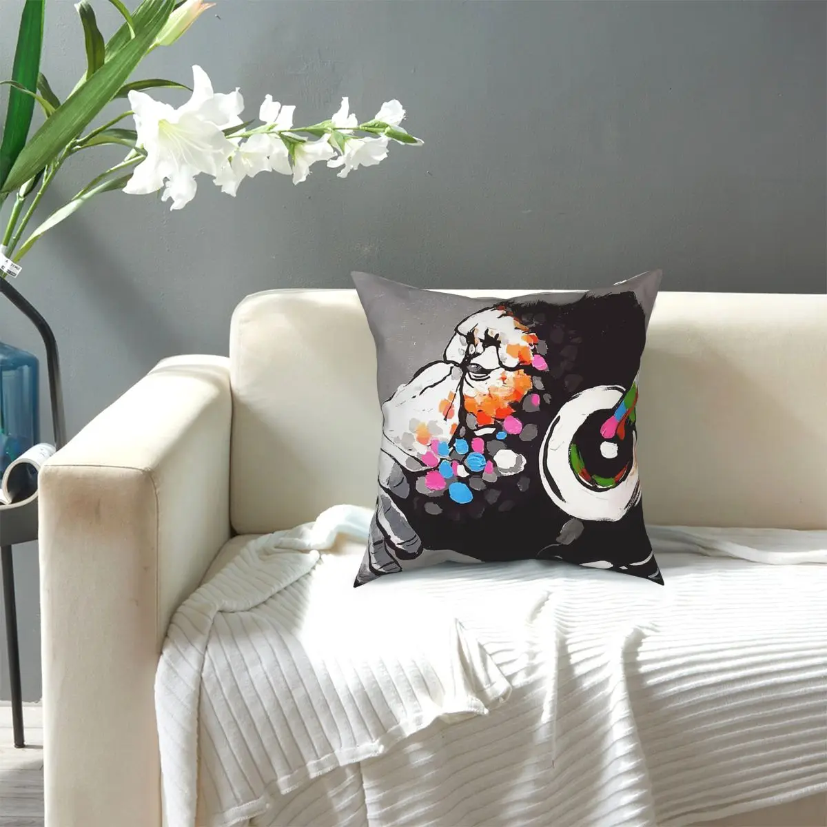 

Banksy DJ Monkey Thinker With Headphones Throw Pillo Throw Pillow Cover Decorative Pillow Novelty Pillowcase