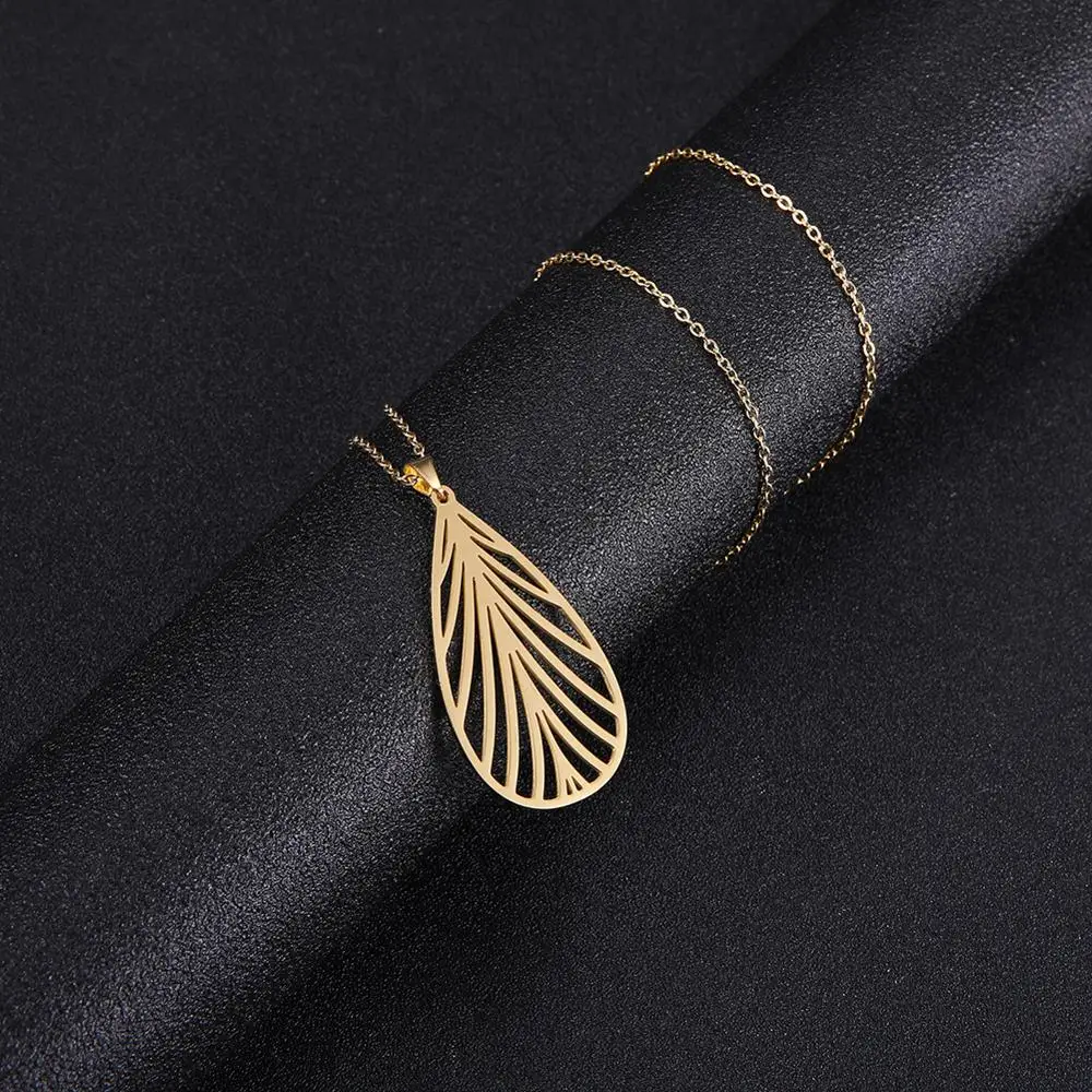 Женское колье из нержавеющей стали с вырезами и листьями дерева | Украшения