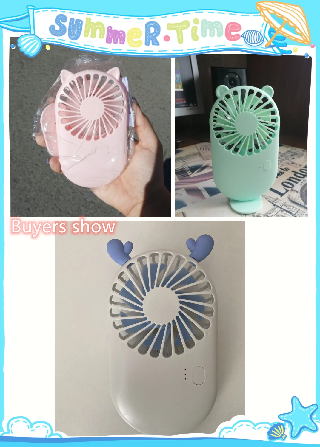 

XIAOMI 1pc Cute Portable Mini Fan Handheld USB Chargeable Desktop Fans 3 Mode Adjustable Summer Cooler For Outdoor Travel Office