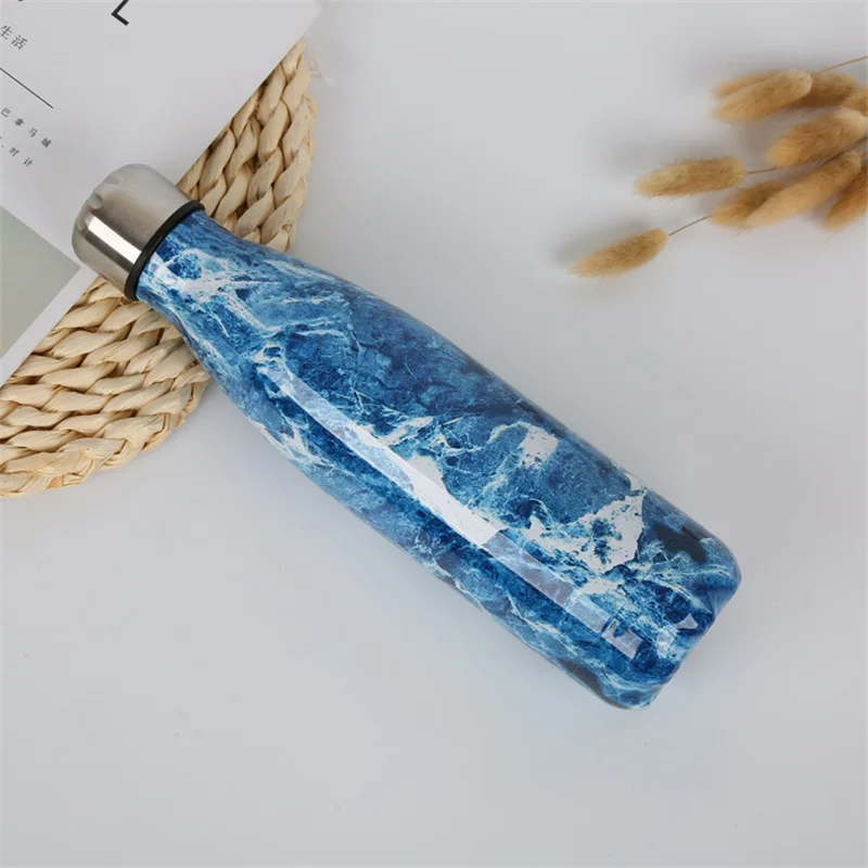 Цветочный колба термоса Мрамор бутылка для воды ком пива чашка с двойными