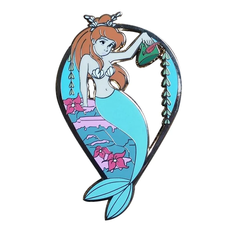 Gorgeous mermaid princess lapel pin brooch magical fairy tale jewelry