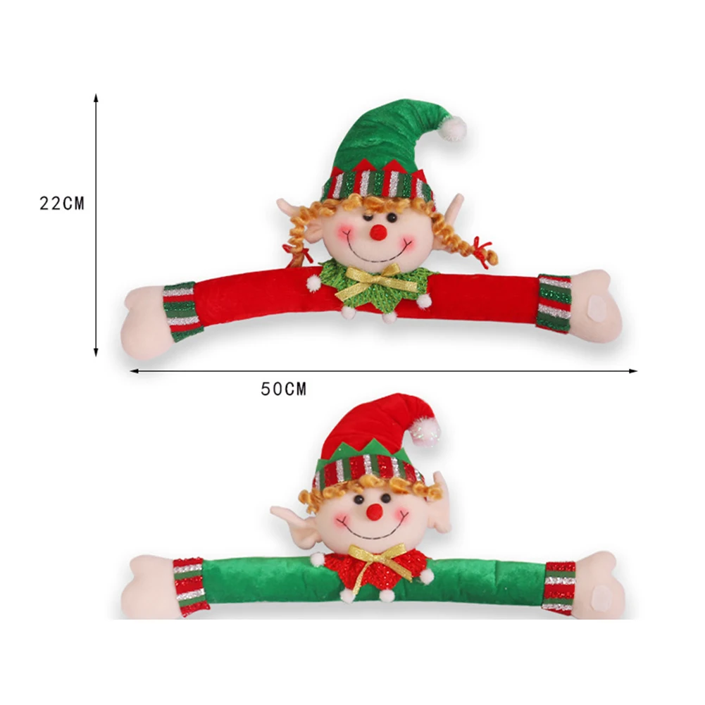 

Christmas Couple Elves Window Curtain Buckle Cartoon Christmas Doll Decor Curtain Home Hotel Restaurant Decorations