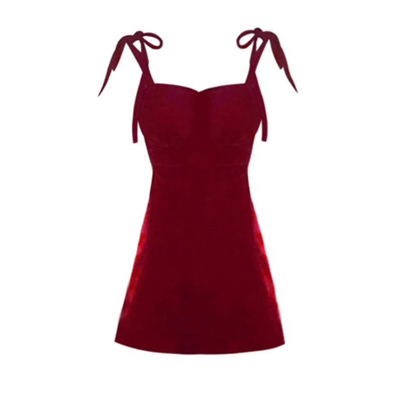 

Летнее Новое дизайнерское маленькое красное платье в стиле ретро с талией для девушек, короткая юбка