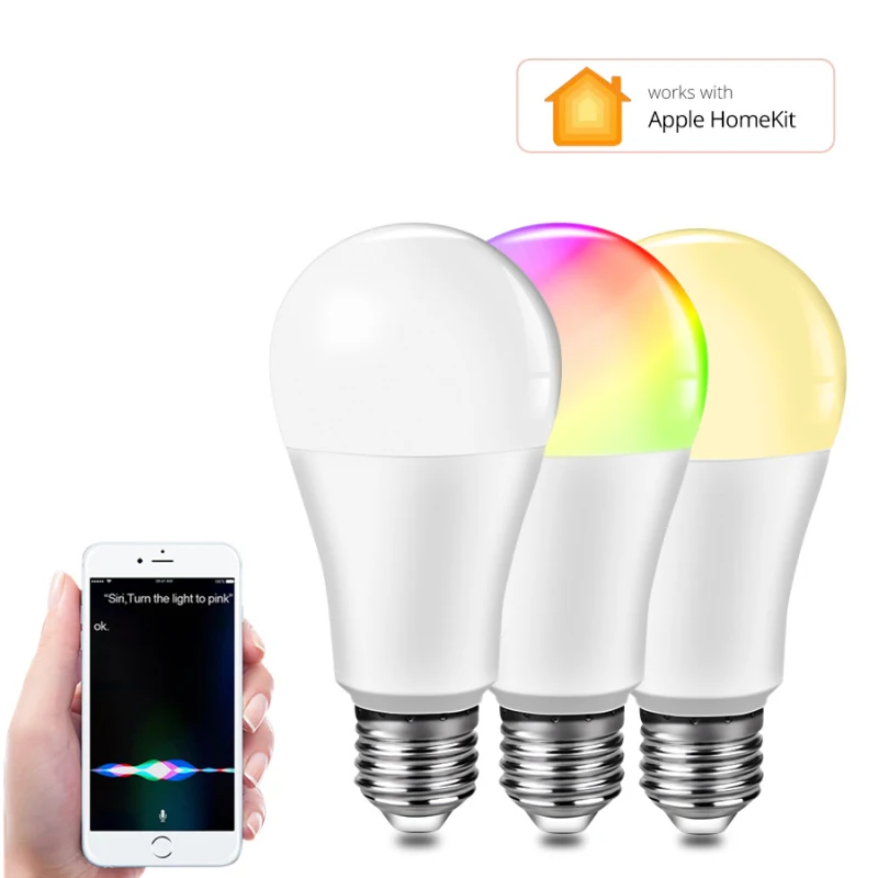 

WiFi Smart Light Bulb E27 9W LED Light RGB Voice Control AC85-265V Smart Light Bulbs Work With HomeKit Alexa Google Home