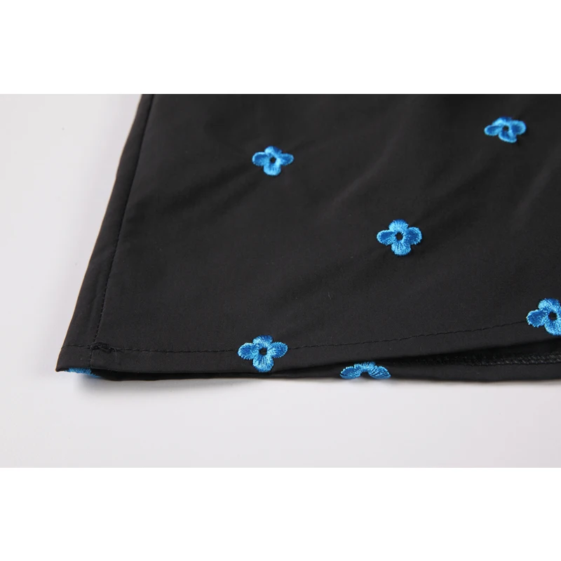 

Blue Flower Embroidery Summer Beach Mini Dress Women 2021 Summer Sexy High Waist Backless Sleeveless Female Sundress Vestidos