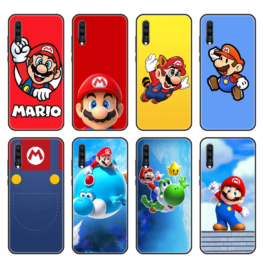 

Phone Case For Samsung Galaxy A70 A50 A51 A71 A30 A40 A10 A20 S E Black Cover Bumper Trend Shell Soft Coque Game Mario Bros