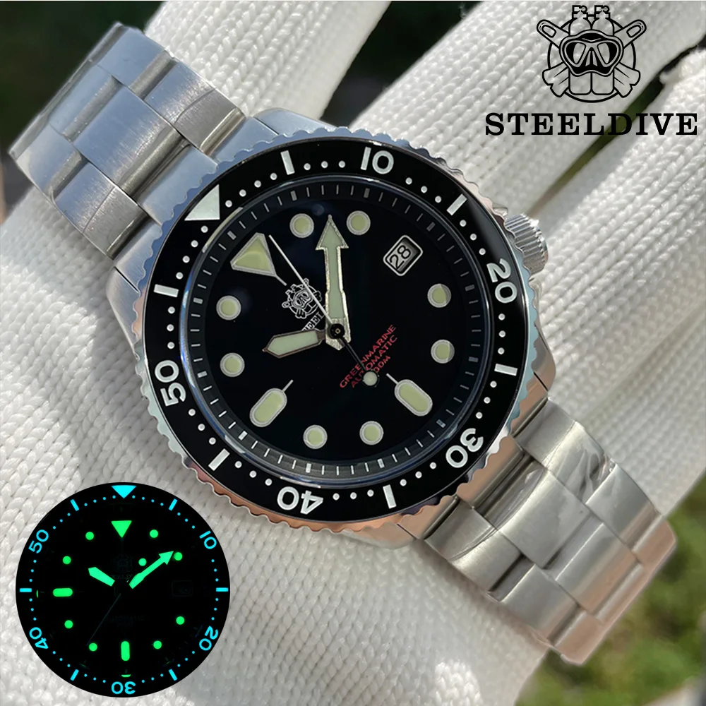 

Мужские часы STEELDIVE SD1996, автоматические механические мужские часы, Япония NH35 C3, Супер Светящиеся роскошные часы для дайвинга, мужские часы