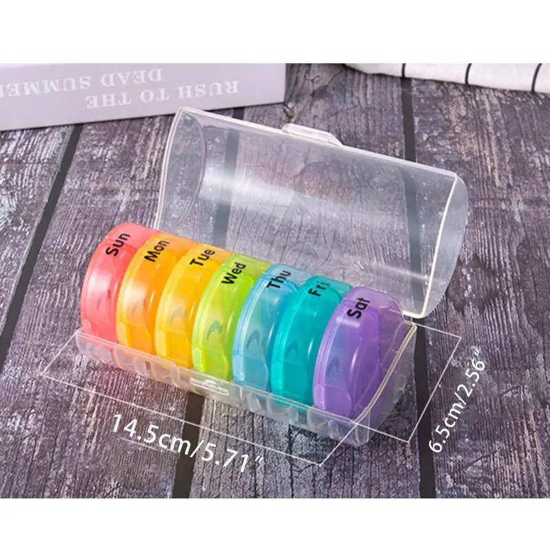 

K1KB Portable 7 Days Pill Medicine Box Travel Weekly Storage Organizer Case