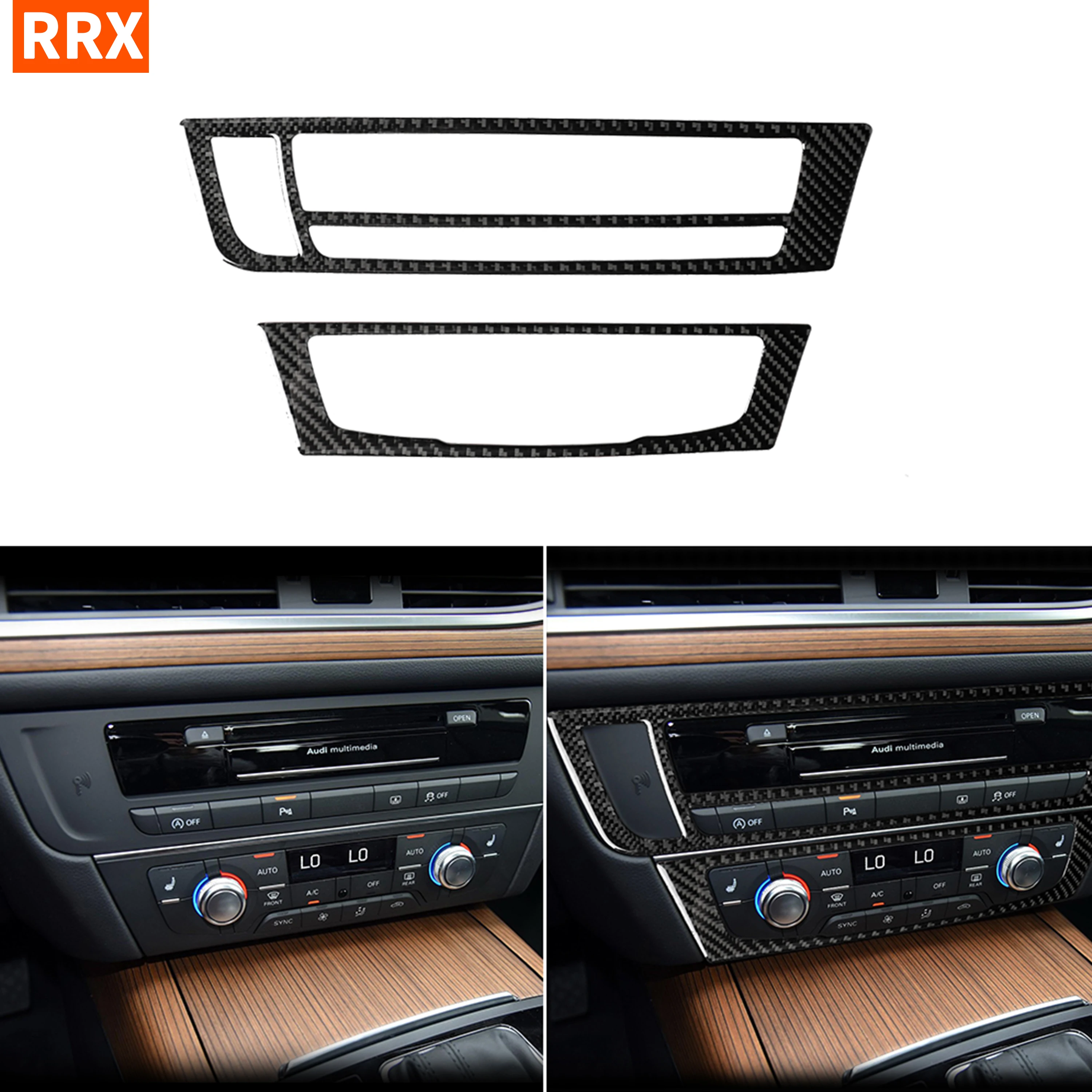 

For Audi A6 S6 C7 A7 S7 4G8 2012-2018 Accessories Carbon Fiber Interior Air conditioning CD panel 3D Trim Cover Sticker