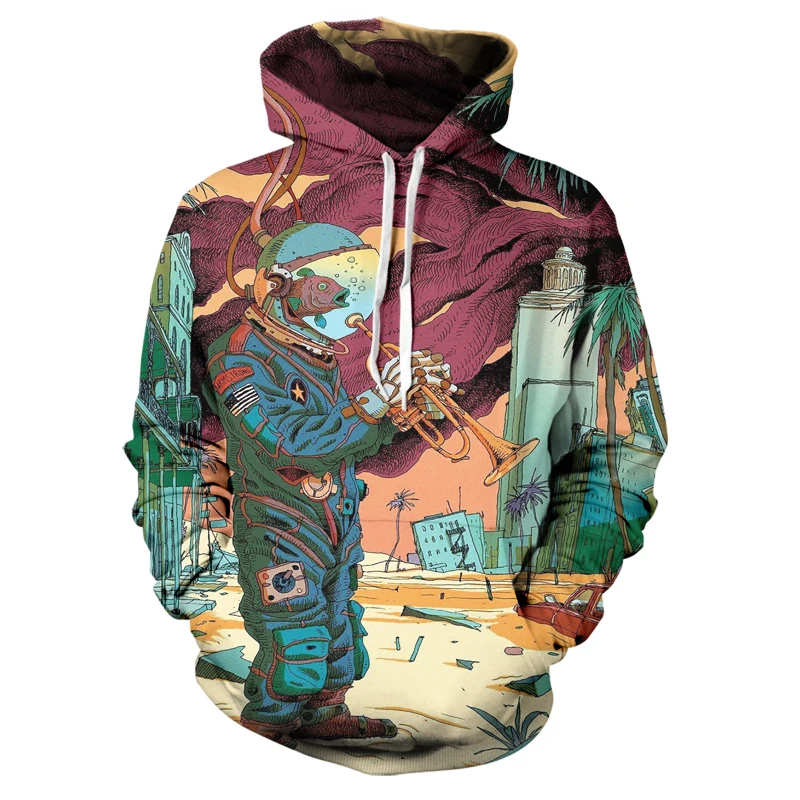 

2021 New Summer Men's Large Size 3D Printed Pattern Top Boy Book Style Hooded Art Creative Fashion Trend Sweater