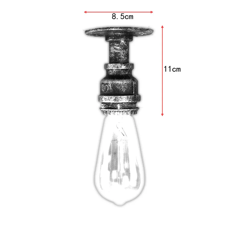 Lámpara de techo de tubo de hierro Vintage E27 Loft, soporte lámpara de techo, espejo junto a aplique de pared, accesorios de iluminación