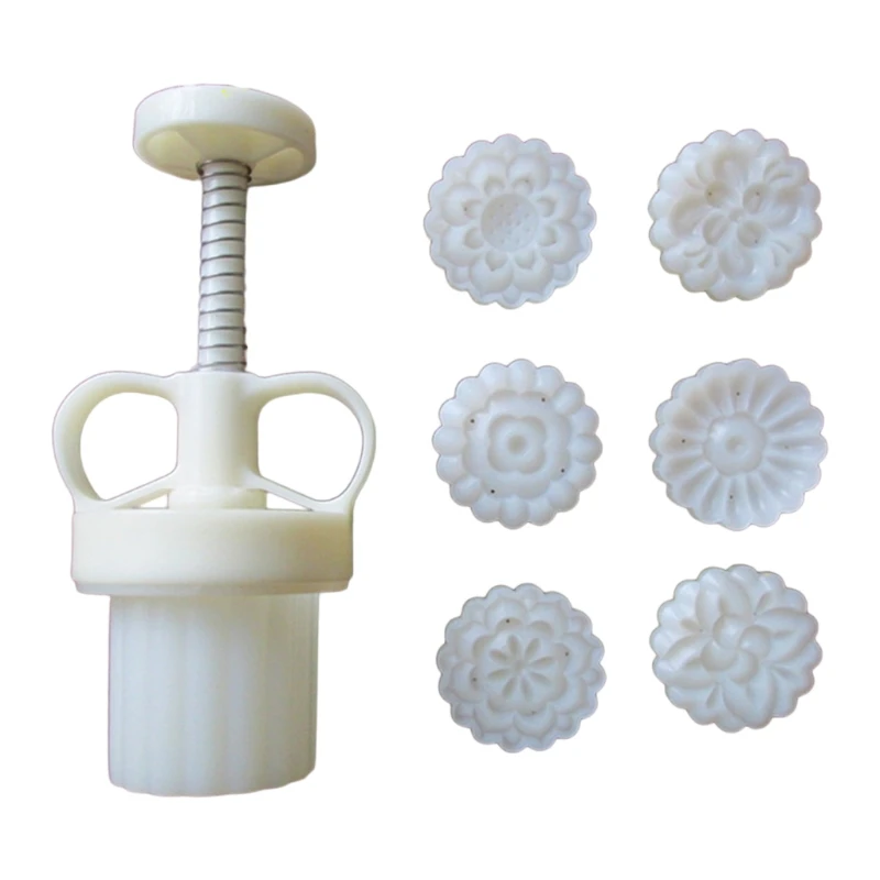 

50LB Plastic Mooncake Mold 35g Flower Stamp Cookie Cutter Mould Hand Pressure Baking