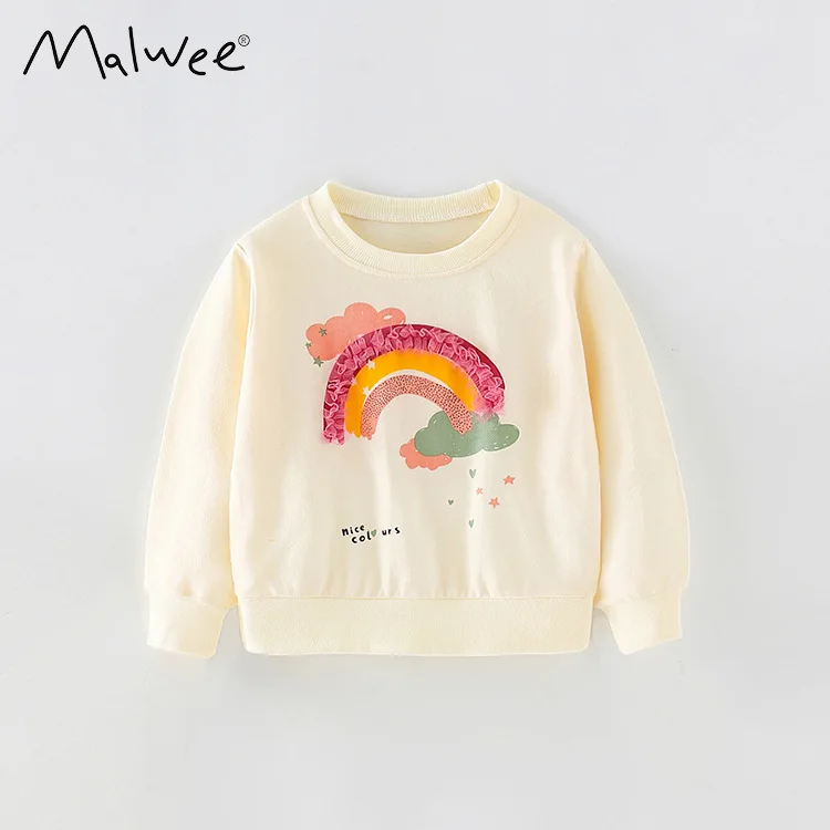 

Новинка осени 2021, Детский свитер Malwee, детская одежда с круглым вырезом для девочек, детский пуловер в европейском и американском стиле