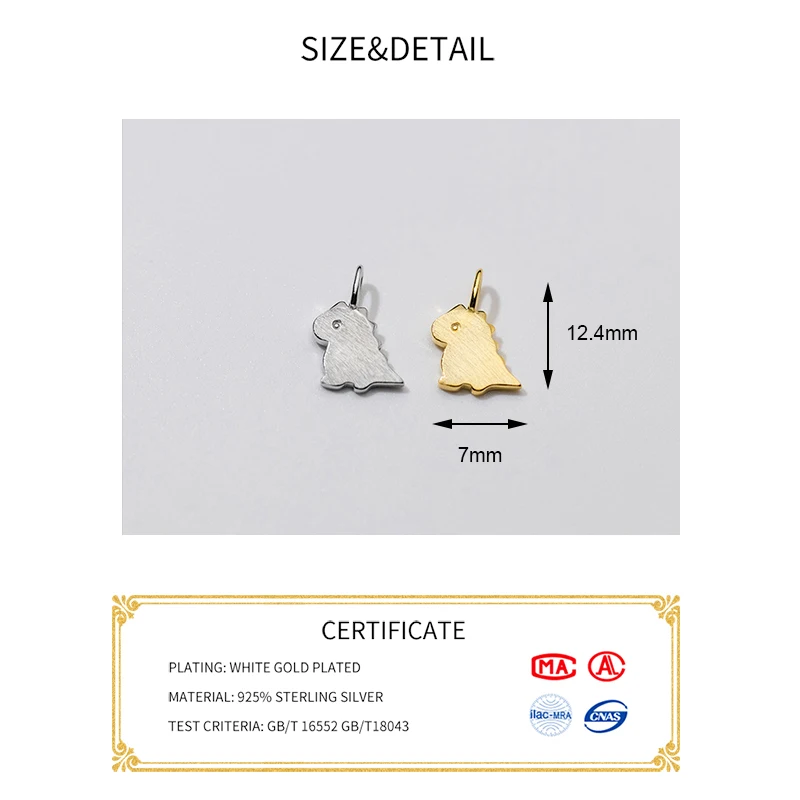 Милые Подвески MEETSOFT из матового серебра 925 пробы с динозавром ожерелье ручной